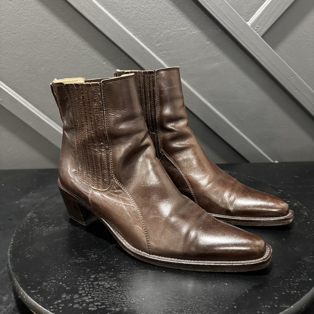Esibiusi Milano Women's US 7 Brown Leather Ankle Boots Size EU 37 Made in Ital